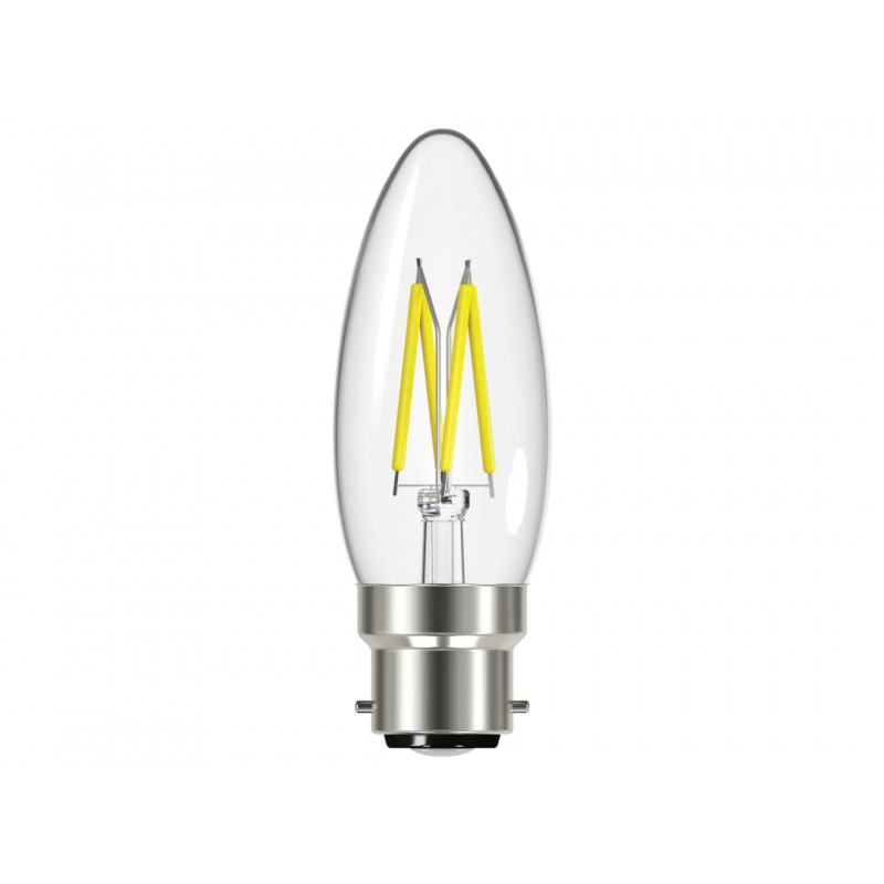 LED BC (B22) Candle Filament Dimmable Bulb, Warm White 470 lm 4W