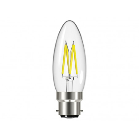 LED BC (B22) Candle Filament Dimmable Bulb, Warm White 470 lm 4W