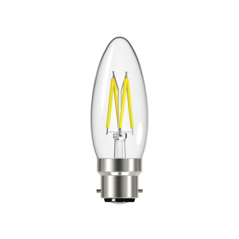 LED BC (B22) Candle Filament Non-Dimmable Bulb, Warm White 250 lm 2.3W LED BC (B22) Candle Filament Non-Dimmable Bulb, Warm White 250 lm 2.3W
