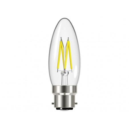 LED BC (B22) Candle Filament Non-Dimmable Bulb, Warm White 470 lm 4W