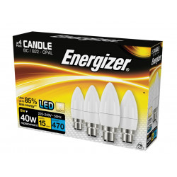 LED BC (B22) Opal Candle Non-Dimmable Bulb, Warm White 470 lm 5.2W (Pack 4)
