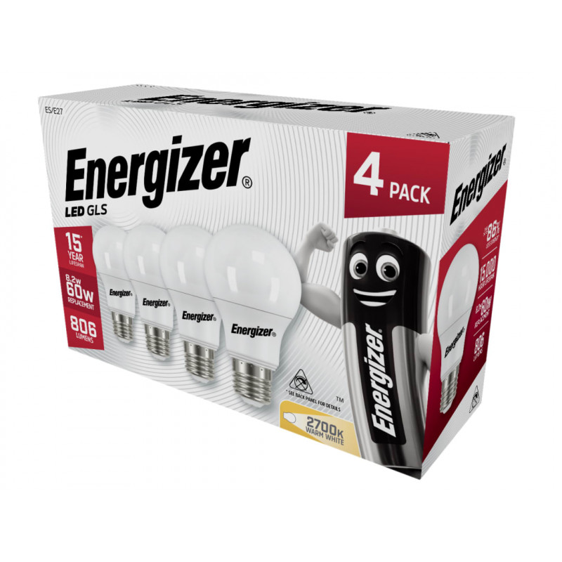 LED ES (E27) Opal GLS Non-Dimmable Bulb, Warm White 806 lm 8.2W (Pack 4) LED ES (E27) Opal GLS Non-Dimmable Bulb, Warm White 806 lm 8.2W (Pack 4)