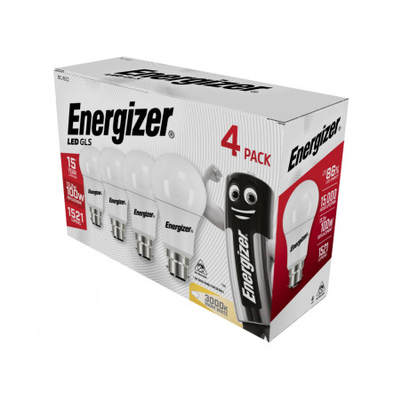 LED BC (B22) Opal GLS Non-Dimmable Bulb, Warm White 1521 lm 13.2W (Pack 4)