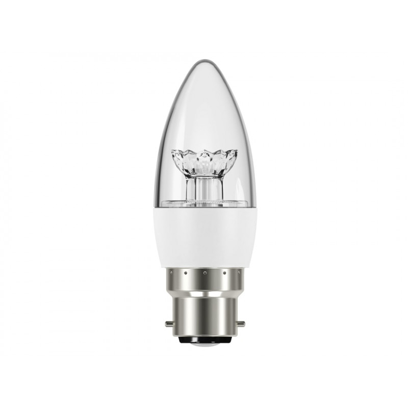 LED BC (B22) Clear Candle Dimmable Bulb, Warm White 470 lm 5.9W LED BC (B22) Clear Candle Dimmable Bulb, Warm White 470 lm 5.9W