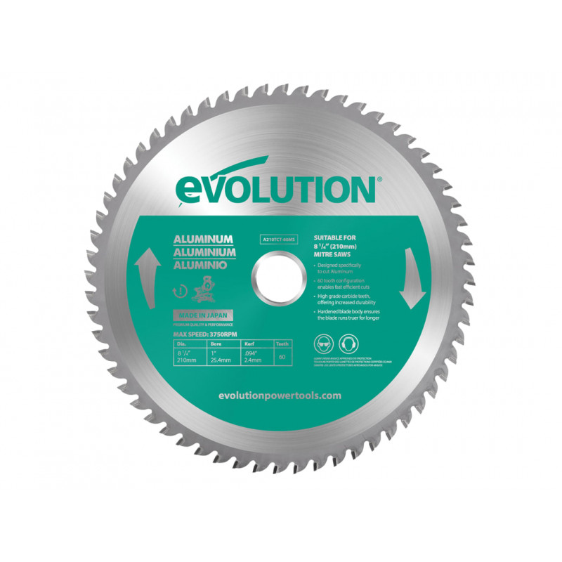 Aluminium Cutting Mitre Saw Blade 210 x 25.4mm x 60T Aluminium Cutting Mitre Saw Blade 210 x 25.4mm x 60T