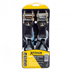 XTrade X0500004 Ratchet Straps with Hooks 25mm × 5m (Twin Pack)