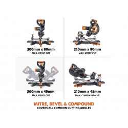 R255SMS-DB+ Multi-Material Sliding Mitre Saw 255mm 2000W 240V