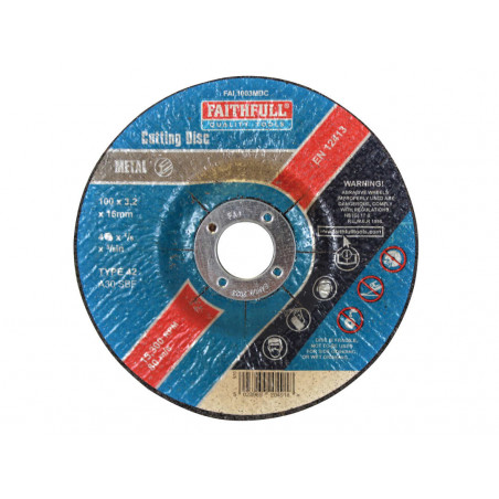 Depressed Centre Metal Cut Off Disc 100 x 3.2 x 16mm