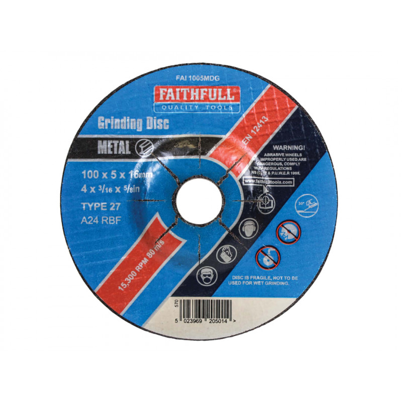 Depressed Centre Metal Grinding Disc 100 x 5 x 16mm Depressed Centre Metal Grinding Disc 100 x 5 x 16mm