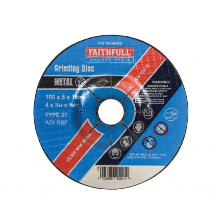 Depressed Centre Metal Grinding Disc 100 x 5 x 16mm