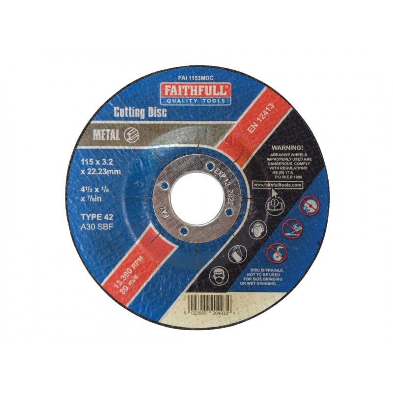Depressed Centre Metal Cutting Disc 115 x 3.2 x 22.23mm