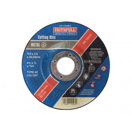 Depressed Centre Metal Cutting Disc 115 x 3.2 x 22.23mm