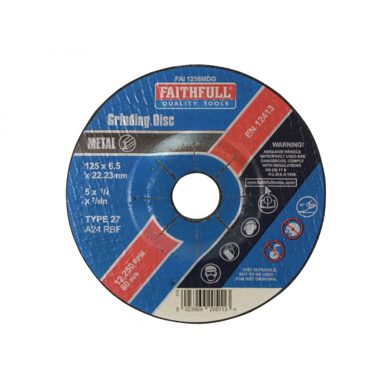 Depressed Centre Metal Grinding Disc 125 x 6.5 x 22.23mm Depressed Centre Metal Grinding Disc 125 x 6.5 x 22.23mm