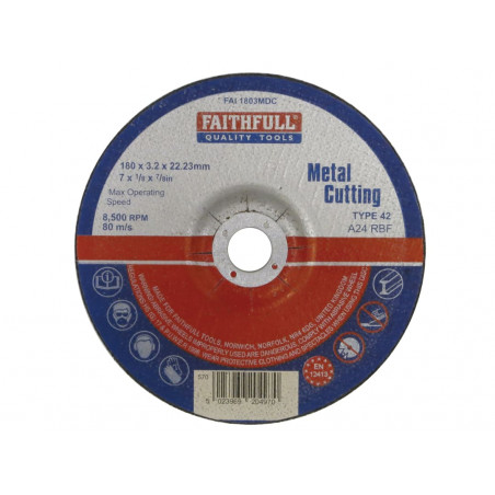 Depressed Centre Metal Cutting Disc 180 x 3.2 x 22.23mm