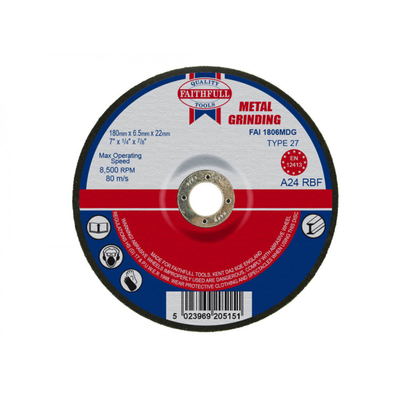 Depressed Centre Metal Grinding Disc 180 x 6.5 x 22.23mm Depressed Centre Metal Grinding Disc 180 x 6.5 x 22.23mm