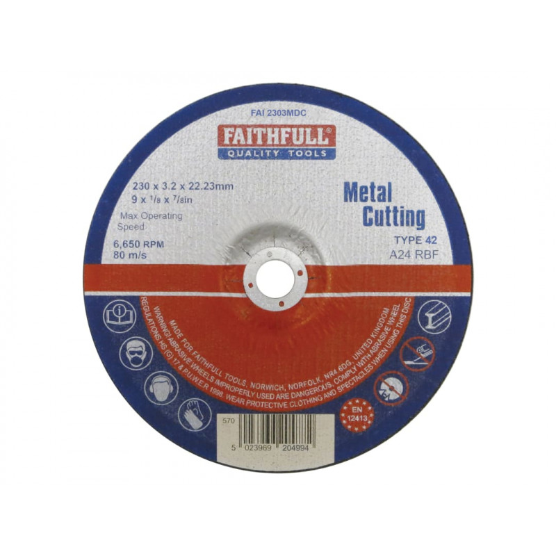 Depressed Centre Metal Cutting Disc 230 x 3.2 x 22.23mm Depressed Centre Metal Cutting Disc 230 x 3.2 x 22.23mm