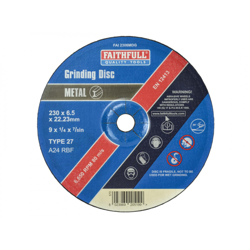 Depressed Centre Metal Grinding Disc 230 x 6.4 x 22.23mm Depressed Centre Metal Grinding Disc 230 x 6.4 x 22.23mm