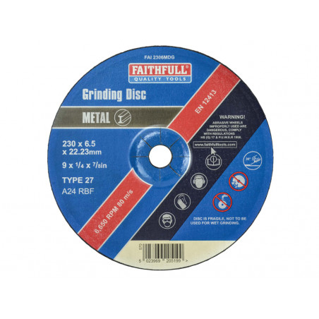 Depressed Centre Metal Grinding Disc 230 x 6.4 x 22.23mm