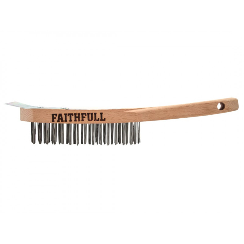 Lightweight Scratch Brush with Scraper, Four Row Lightweight Scratch Brush with Scraper, Four Row