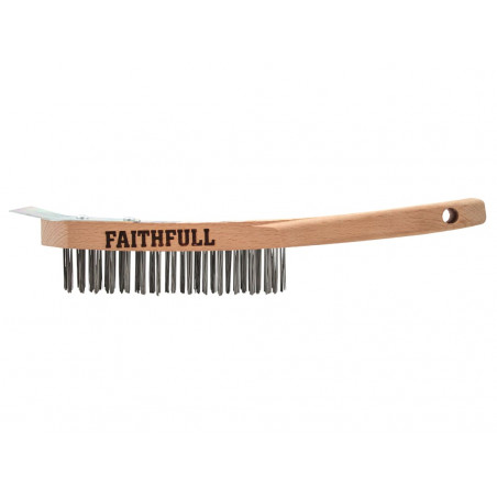 Lightweight Scratch Brush with Scraper, Four Row