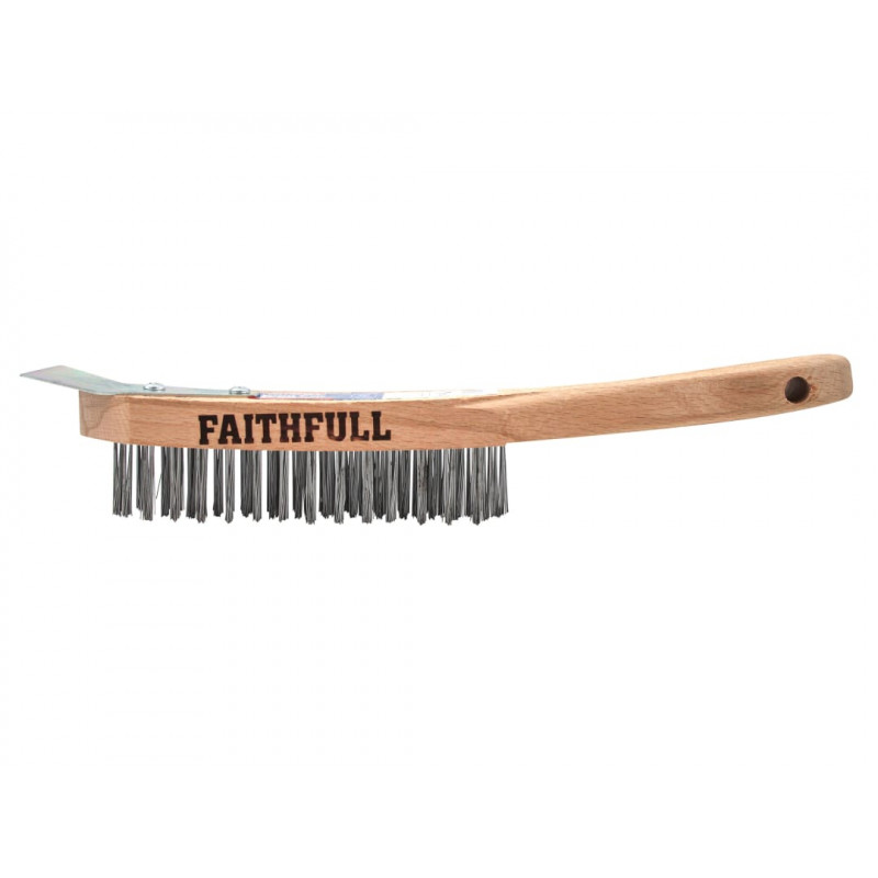 Heavy-Duty Scratch Brush with Scraper - 4 Row Heavy-Duty Scratch Brush with Scraper - 4 Row