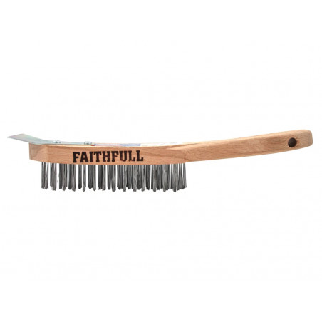 Heavy-Duty Scratch Brush with Scraper - 4 Row