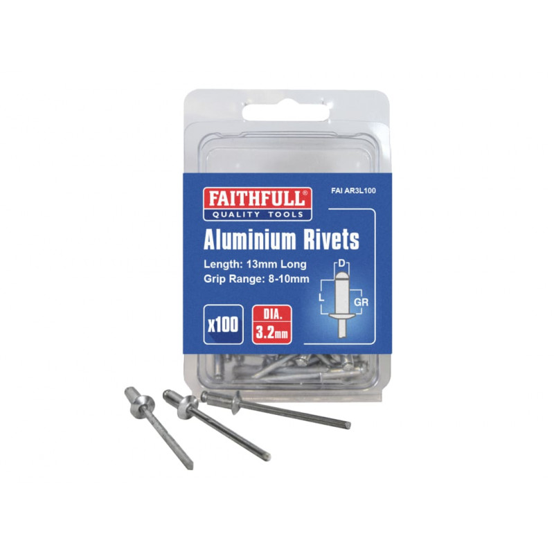 Aluminium Rivets 3.2 x 13mm Long Pre-Pack of 100 Aluminium Rivets 3.2 x 13mm Long Pre-Pack of 100