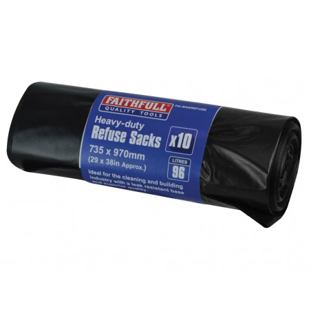 Heavy-Duty Black Refuse Sacks (Roll 10)