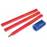 Carpenters' Pencils Red (Pack 3 + Sharpener)