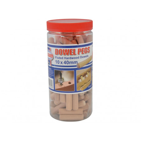 Wood Dowels Fluted 40 x 10mm (Tub 100)