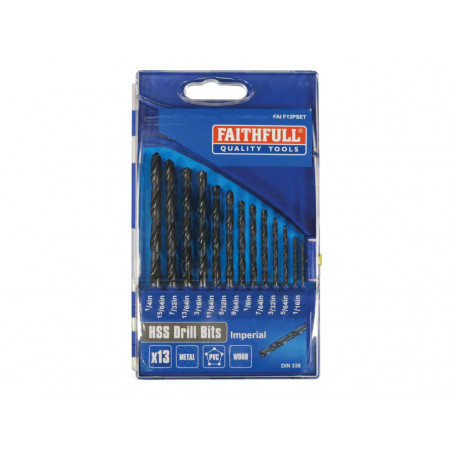 HSS Drill Bit Set of 13 1/16-1/4 x 1/64