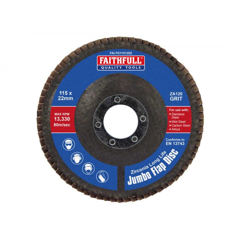 Zirconia Abrasive Jumbo Flap Disc 115 x 22mm 120 Grit Zirconia Abrasive Jumbo Flap Disc 115 x 22mm 120 Grit