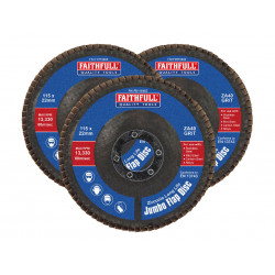 Zirconia Abrasive Jumbo Flap Disc 115 x 22mm 40 Grit (3 Pack)