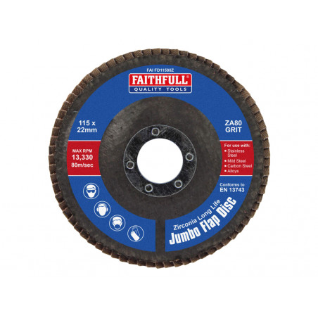 Zirconia Abrasive Jumbo Flap Disc 115 x 22mm 80 Grit
