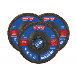 Zirconia Abrasive Jumbo Flap Disc 115 x 22mm 80 Grit (3 Pack)