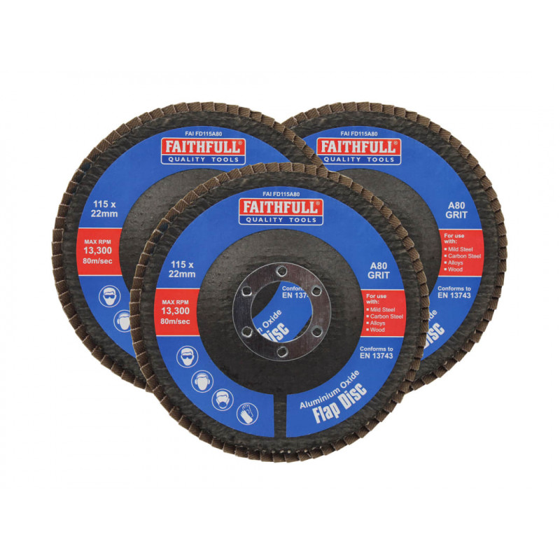 Aluminium Oxide Flap Disc 115 x 22mm 80 Grit (3 Pack) Aluminium Oxide Flap Disc 115 x 22mm 80 Grit (3 Pack)