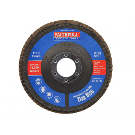 Aluminium Oxide Flap Disc 115 x 22mm 120 Grit