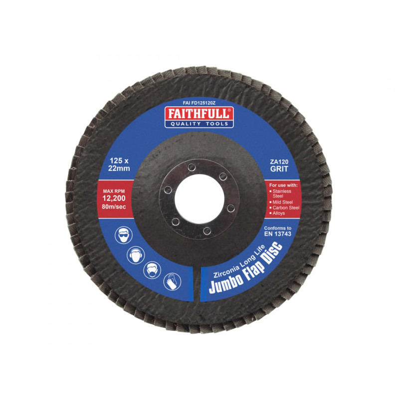 Zirconia Abrasive Jumbo Flap Disc 125 x 22mm 120 Grit Zirconia Abrasive Jumbo Flap Disc 125 x 22mm 120 Grit