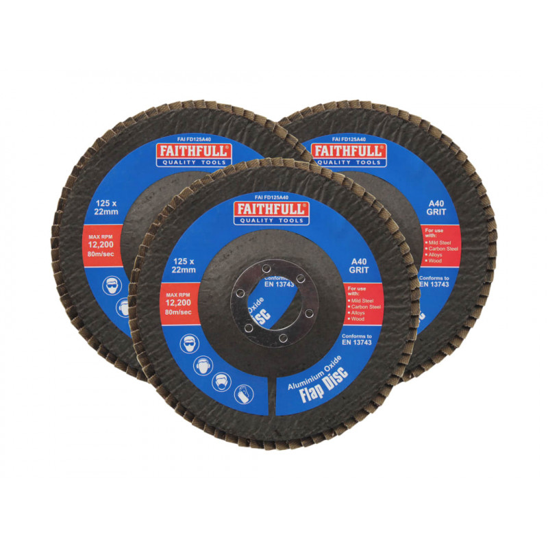 Aluminium Oxide Flap Disc 125 x 22mm 40 Grit (3 Pack) Aluminium Oxide Flap Disc 125 x 22mm 40 Grit (3 Pack)