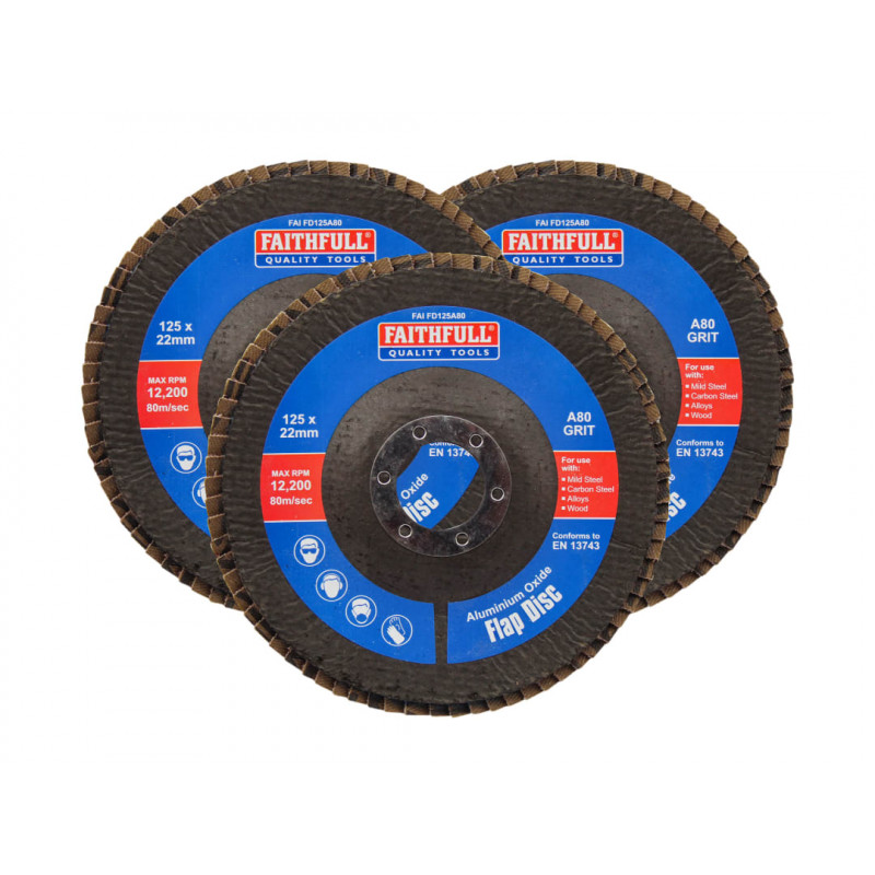 Aluminium Oxide Flap Disc 125 x 22mm 80 Grit (3 Pack) Aluminium Oxide Flap Disc 125 x 22mm 80 Grit (3 Pack)