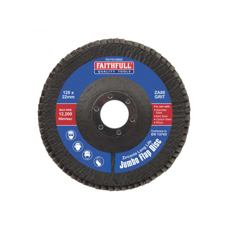 Zirconia Abrasive Jumbo Flap Disc 125 x 22mm 80 Grit Zirconia Abrasive Jumbo Flap Disc 125 x 22mm 80 Grit