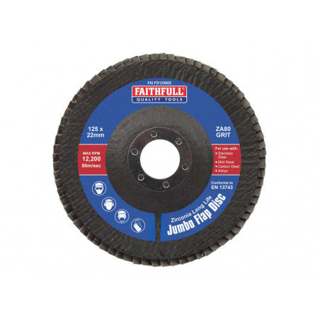 Zirconia Abrasive Jumbo Flap Disc 125 x 22mm 80 Grit