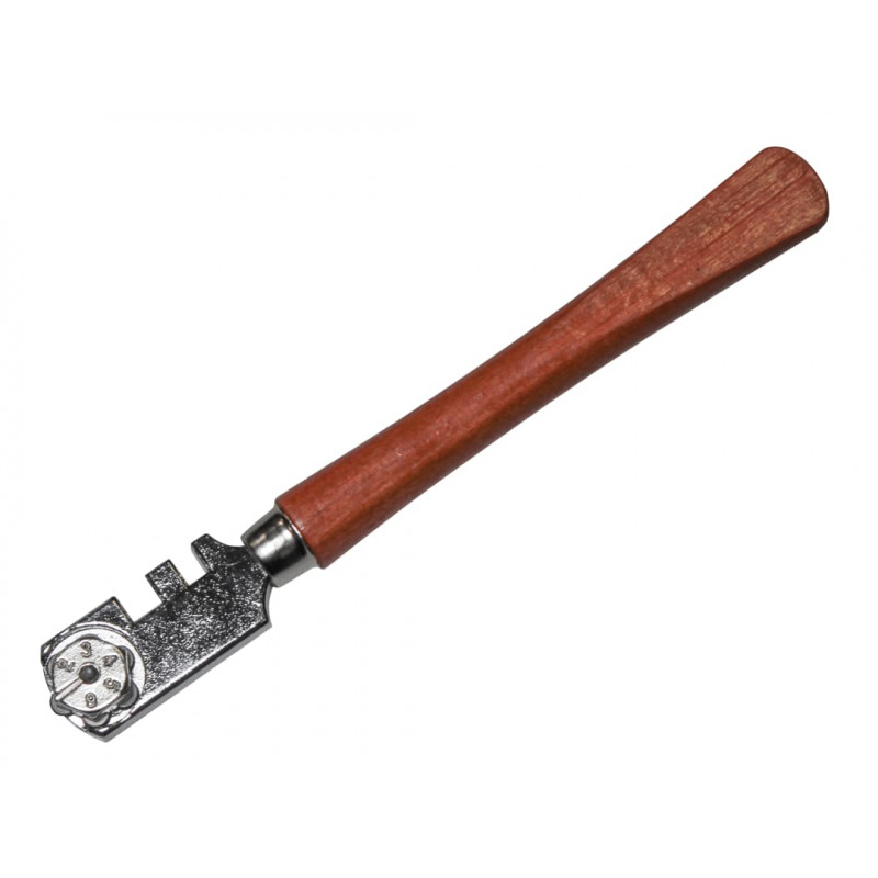 Six Wheel Glasscutter Tungsten Carbide - Wood Handle Six Wheel Glasscutter Tungsten Carbide - Wood Handle