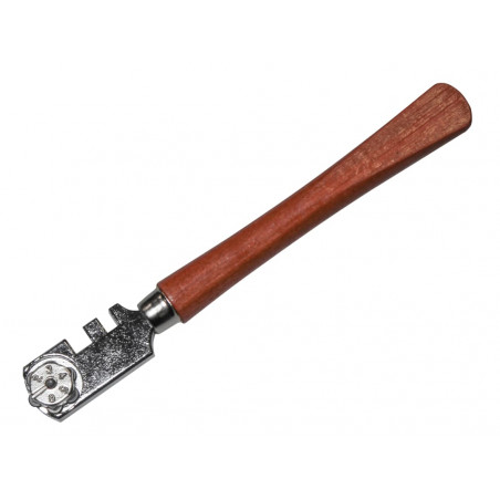 Six Wheel Glasscutter Tungsten Carbide - Wood Handle