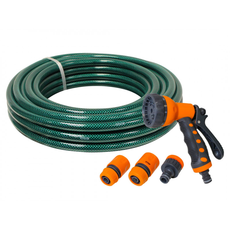 PVC Garden Hose 20m with Fittings & Spray Gun PVC Garden Hose 20m with Fittings & Spray Gun