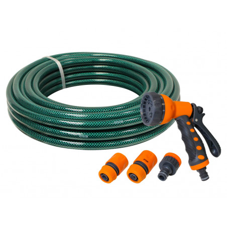 PVC Garden Hose 20m with Fittings & Spray Gun