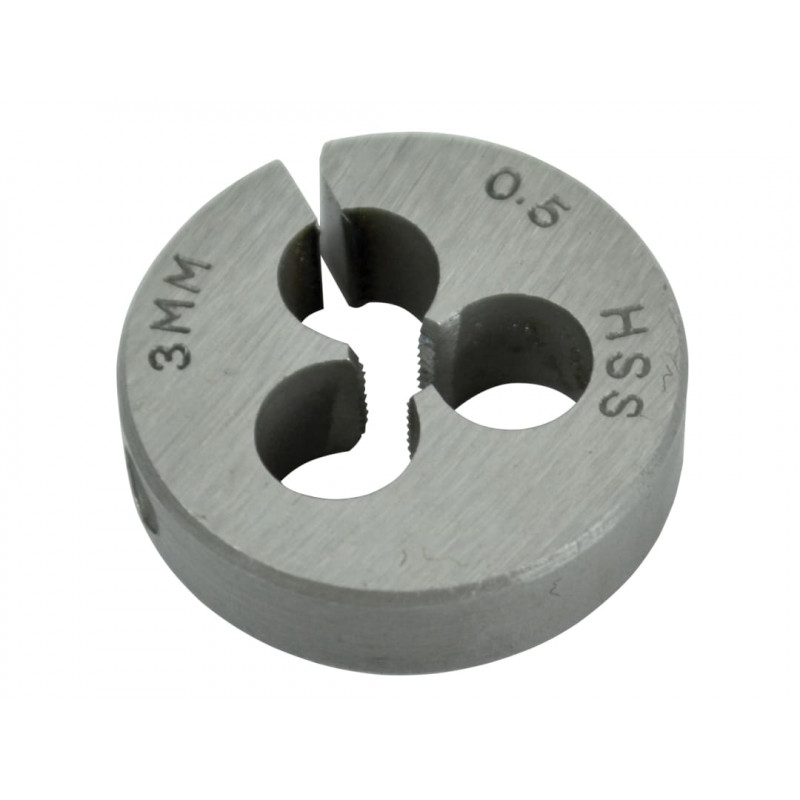 HSS Straight Flute Split Die M3 x 0.5, 13/16in OD HSS Straight Flute Split Die M3 x 0.5, 13/16in OD
