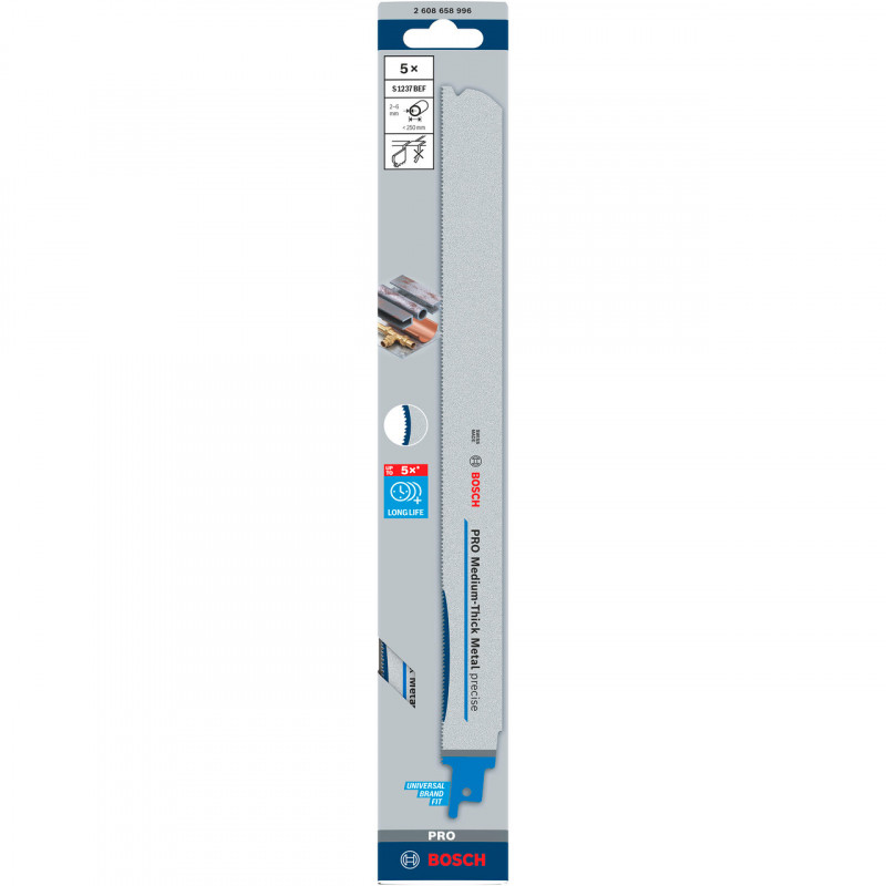 Bosch S1237BEF PRO Precise Reciprocating Saw Blade for Metal 300mm (Pack of 5) Bosch S1237BEF PRO Precise Reciprocating Saw Blade for Metal 300mm (Pack of 5)