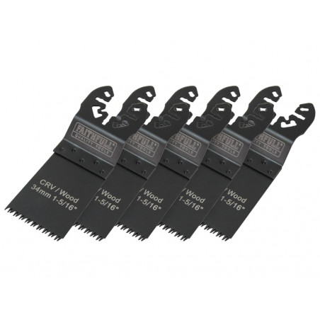 Multi-Function Tool CrV Flush Cut Wood Blade Ground Side Set 34mm (Pack 5)