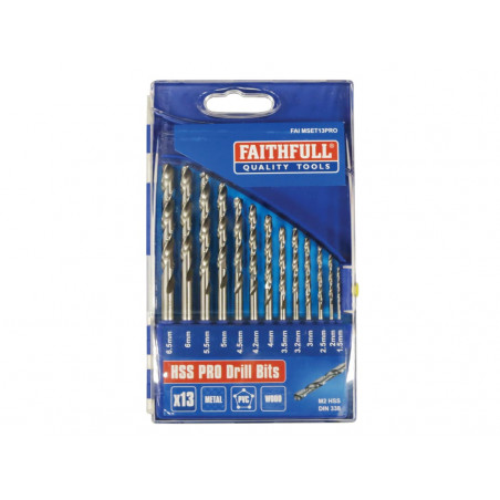 Professional HSS Jobber Drill Bit Set, 13 Piece (1.5 - 6.5mm)